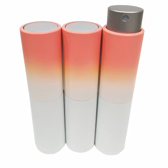 그라데이션 색상 8ml 알루미늄 병 트위스트 분무기 스프레이 유리 향수병